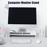 Besegad komputer stancjonarny podstawa monitora Riser uchwyt na laptopa drewniana na biurko Organizer półka łatwy montaż do domowego biura na biurko 2